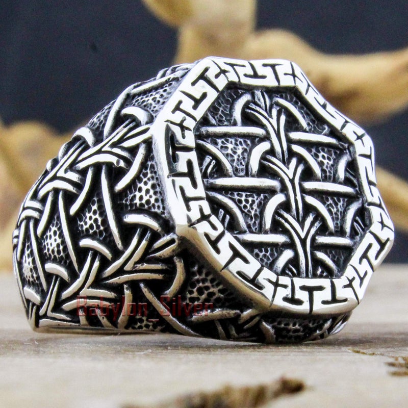 Babylon Silver Solid 925 Sterling Silver Braided Celtic Knot Heavy Luxury Turkish Men's Ring (8.5) - Image 2
